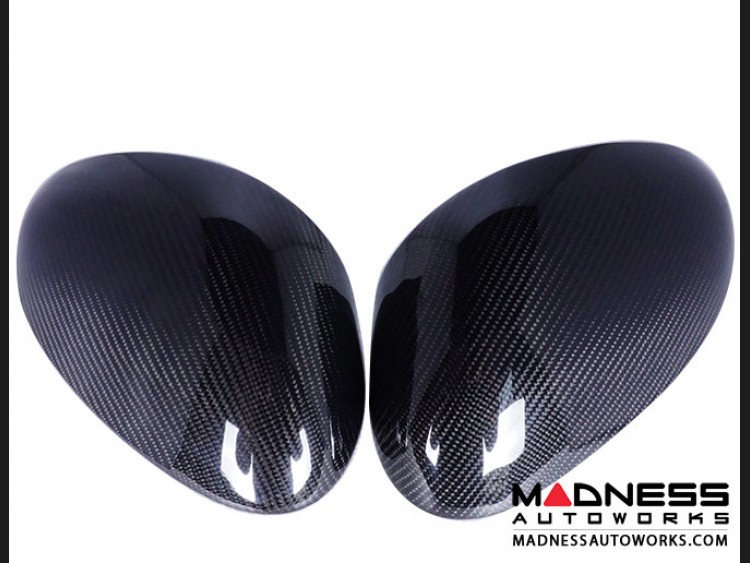 Alfa Romeo Stelvio Mirror Covers - Carbon Fiber - Full Replacements - Feroce Carbon - w/ Factory Clips 